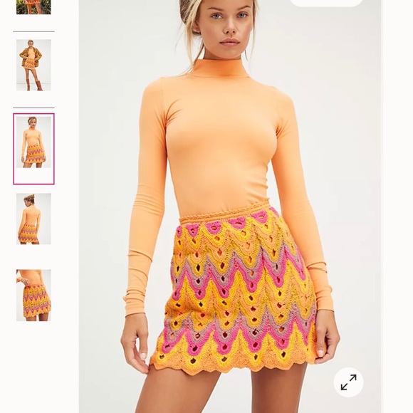 Free People Heat Of The Moment Crochet Mini Skirt